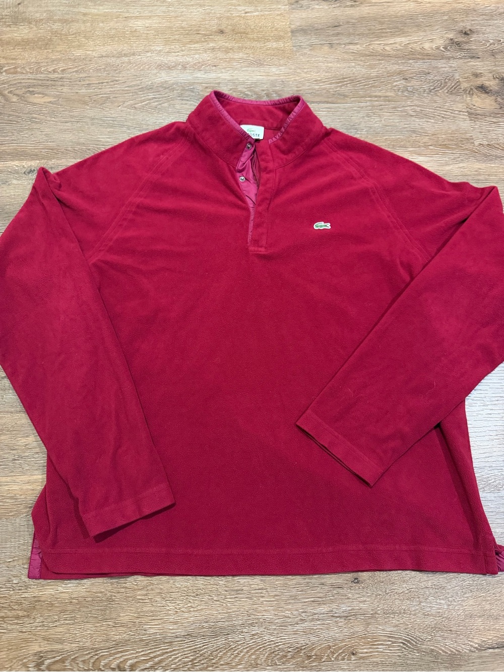Lacoste Devanlay Brick Red Fleece Quarter Zip Snap Pullover Men’s Size 6 Large - Picture 2 of 10